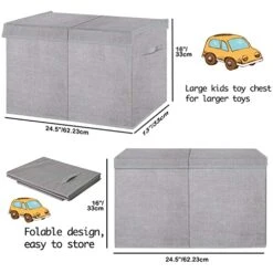 Pantryily Toy Box Storage Organizer - Large Collapsible Kids Toys Chest Boxes Container Bins With Lids & Handles For Nursery,Playroom,Office 26.8 "x13.8 X16 (Grey) -Safavieh Furniture 51L29zu8scL