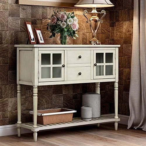 LZ LEISURE ZONE Console Table With Bottom Shelf, Buffet Sideboard Farmhouse Wood Storage Cabinet For Living Room (Antique Navy, 42“L) 12 LZ LEISURE ZONE Console Table With Bottom Shelf, Buffet Sideboard Farmhouse Wood Storage Cabinet For Living Room (Antique Navy, 42“L) - Image 12