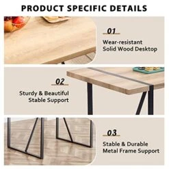 NYEESS 55 In Modern Dining Table Set For 4,Kitchen Table Set,Modern Dining Room Sets For 4,Wood Dining Table And Tech Cloth Dining Chair 4-Piece Set Suitable For Dining Room,Kitchen (Brown + Linen) 10 NYEESS 55 In Modern Dining Table Set For 4,Kitchen Table Set,Modern Dining Room Sets For 4,Wood Dining Table And Tech Cloth Dining Chair 4-Piece Set Suitable For Dining Room,Kitchen (Brown + Linen) -Safavieh Furniture 51L31YHH1TL