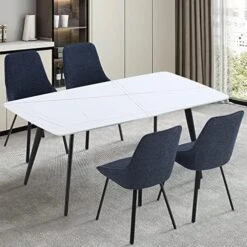 WILLIAMSPACE 70" Dining Table With Sintered Stone Top And Metal Legs, Modern Slate Dining Table For Living Room, Dining Room, Home And Office (White) -Safavieh Furniture 51L70k6PPJL. AC