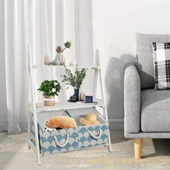 Babion White Ladder Shelf, 3 Tier Ladder Bookshelf With 2 Baskets，Wood Rustic Ladder Bookshelf, Freestanding Storage Organizer Rack, Indoor Plant Stand, Ladder Shelves For Home, 2PCS,White -Safavieh Furniture 51LKeYfMhBL