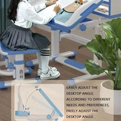 OLOTU Adjustable Kids Desk And Chair Set, Children Writing Table With LED Light ＆ Reading Board ＆ Drawer, Ergonomic Study Desk -Safavieh Furniture 51LNY9iLwXL