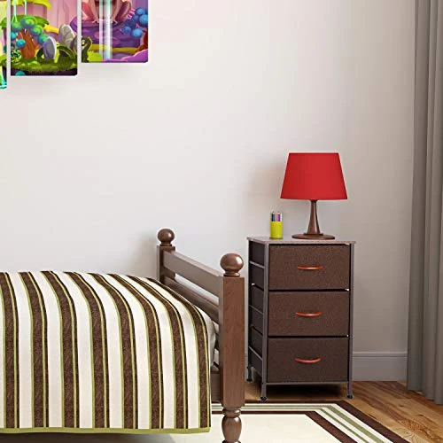 ROMOON Nightstand Chest With 3 Fabric Drawers, Bedside Furniture, Lightweight Accent Table, Storage Drawer Unit With Wood Top Fabric Bins For Bedroom, Hallway, Entryway, Closets,Nursery-Espresso 2 ROMOON Nightstand Chest With 3 Fabric Drawers, Bedside Furniture, Lightweight Accent Table, Storage Drawer Unit With Wood Top Fabric Bins For Bedroom, Hallway, Entryway, Closets,Nursery-Espresso - Image 2