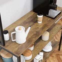 HITHOS Industrial 5-Tier Kitchen Bakers Rack With Hutch, Microwave Oven Stand With Shelves, Kitchen Hutch With Storage, Coffee Bar For Living Room, Utility Storage Shelf For Home Office, Rustic Brown -Safavieh Furniture 51LcVTOZivL