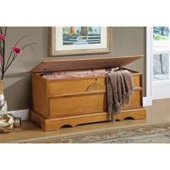 Wery Hill Cedar Wood Storage Blanket Chest Bench In Honey Brown -Safavieh Furniture 51LcmN2m2RL