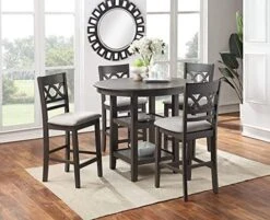 New Classic Furniture Cori 5-Piece Round Counter Dining Set With 1 Dining Table And 4 Chairs, 42-Inch, Bisque -Safavieh Furniture 51LdZ1KtZOL. AC 1