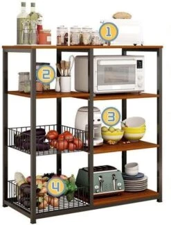 LUCBEI Microwave Oven Rack Mobile Kitchen Storage Rack, Multifunctional Floor To Floor Microwave Oven Supplies Storage Rack, Multi-Layer Household Storage Rack Kitchen Storage Rack (Color : Brass) -Safavieh Furniture 51Lr1aHY7tL. AC