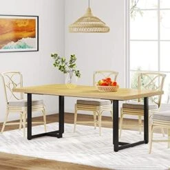 Tribesigns Dining Table Kitchen Table For 6, Industrial Rectangular Table With Steel Legs Metal Frame, Farmhouse Kitchen Table For Dining Room, Kitchen, Home Furniture (Vintage Brown & Black) -Safavieh Furniture 51LtyktGx8L. AC