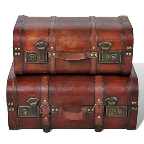 Wooden Treasure Chest Storage Trunk, 2 Pack Small + Large Decorative Chest With Lockable Latch And Leather Grip For Kids Gift Home Livingroom Bedroom Cafe Bar Hotel Decor 1 Wooden Treasure Chest Storage Trunk, 2 Pack Small + Large Decorative Chest With Lockable Latch And Leather Grip For Kids Gift Home Livingroom Bedroom Cafe Bar Hotel Decor