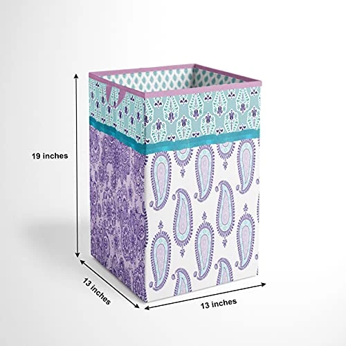 Bacati - Paisley Kids Storage (Collapsible Hamper 14 X 14 X 19 Inches, Lilac/Purple/Aqua) 3 Bacati - Paisley Kids Storage (Collapsible Hamper 14 X 14 X 19 Inches, Lilac/Purple/Aqua) - Image 3