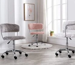 DM Furniture Fluffy Home Office Desk Chair Furry Faux Fur Swivel Task Chair For Women Girls Kids, Living Room Bedroom Vanity, White 13 DM Furniture Fluffy Home Office Desk Chair Furry Faux Fur Swivel Task Chair For Women Girls Kids, Living Room Bedroom Vanity, White -Safavieh Furniture 51MFD57A5NL