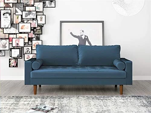 Container Furniture Direct S5459 Mid Century Modern Velvet Upholstered Tufted Living Room Sofa, 69.68" Goldenrod 12 Container Furniture Direct S5459 Mid Century Modern Velvet Upholstered Tufted Living Room Sofa, 69.68" Goldenrod - Image 12