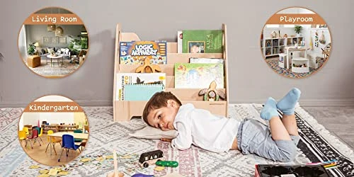 Woodandhearts Montessori Floor Bookshelf - Toddler Bookcase - Kids Wooden Storage - Nursery Frontfacing Bookshelf - Montessori Kids Furniture (Kristi) 4 Woodandhearts Montessori Floor Bookshelf - Toddler Bookcase - Kids Wooden Storage - Nursery Frontfacing Bookshelf - Montessori Kids Furniture (Kristi) - Image 4