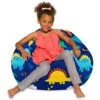 Posh Creations Bean Bag Chair For Kids, Teens, And Adults Includes Removable And Machine Washable Cover, Canvas Dinos On Blue, 38in - Large