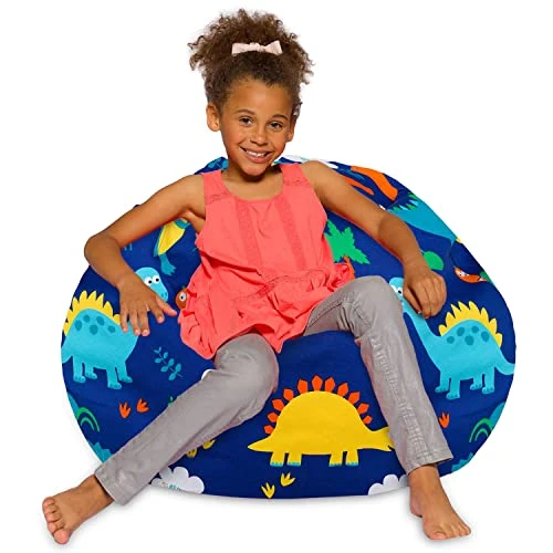 Posh Creations Bean Bag Chair For Kids, Teens, And Adults Includes Removable And Machine Washable Cover, Canvas Dinos On Blue, 38in - Large 1 Posh Creations Bean Bag Chair For Kids, Teens, And Adults Includes Removable And Machine Washable Cover, Canvas Dinos On Blue, 38in - Large