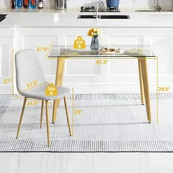 Bacyion Glass Dining Table Set For 4-5 Pieces Dining Room Table Set, Rectangle Kitchen Table With 4 Grey Fabric Dining Chairs, Modern Table & Chair Set For Dining Room, Kitchen, Dinette, Small Space 16 Bacyion Glass Dining Table Set For 4-5 Pieces Dining Room Table Set, Rectangle Kitchen Table With 4 Grey Fabric Dining Chairs, Modern Table & Chair Set For Dining Room, Kitchen, Dinette, Small Space -Safavieh Furniture 51MkkcPHEFL