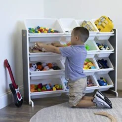 Humble Crew Kids Toy Organizer With 16 Storage Bins, Grey/White -Safavieh Furniture 51Mp9juoeoL
