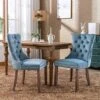 LZ LEISURE ZONE Velvet Dining Chairs Set Of 2, Upholstered Accent Chairs With Button Tufted, Nailhead Trim And Back Ring Pull, Light Blue, Seat Height 20"