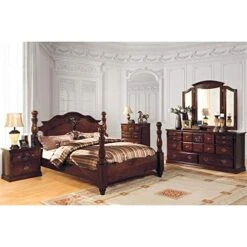 Of America FOA Hemps 2pc Brown Pine Wood Bedroom Set - King + Nightstand -Safavieh Furniture 51MuJLJohGL