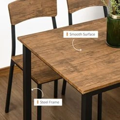 HOMCOM 5 Piece Modern Industrial Dining Table And Chairs Set For Small Space, Kitchen, Dining Room -Safavieh Furniture 51Mv0dahZqL