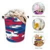 HoaMoya Collapsible Abstract USA Colors Laundry Hamper Red White Blue Nursery Hamper Large Waterproof Clothes Toy Storage Basket Bin For Kids Boys Girls Bedroom Bathroom