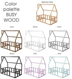 BUSYWOOD House Bed For Kids - Toddler House Frame Montessori Crib, Twin, Full, Queen Bed, N.WOOD+WHITE (FLOOR BED FOR SLEEPING ONLY) -Safavieh Furniture 51N2aSabhSL