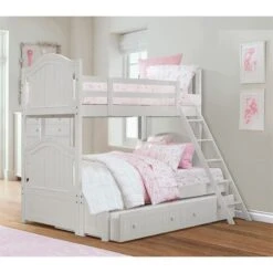 Lexicon Traditional Wood Twin/Full Bunk Bed With Twin Trundle In White