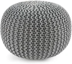 Pouf Ottoman - Hand Knitted Macrame Ottoman Pouf, Large Pouf Ottoman Foot Rest For Couch, 100% Cotton Cord, Poufs For Living Room, Floor Pouf Ottoman - 20 Diameter X 14 Height - Pure Natural -Safavieh Furniture 51N97p1JrrL. AC