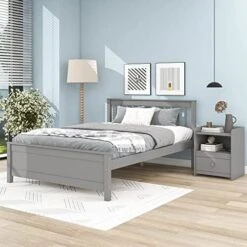 Full Bed With Headboard And Footboard For Kids, Teens, Adults,with A Nightstand,Grey2 -Safavieh Furniture 51N9LhbcxvL 1