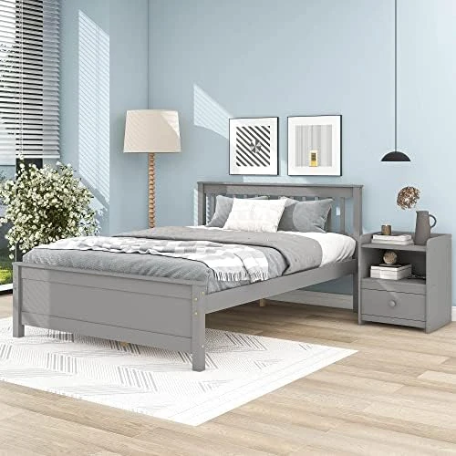 MOEO Twin Wood Bed Frame With Nightstand, Headboard And Footboard, For Kids, Bedroom Furniture, Home, No Spring Box Required & Easy Assembly, White 10 MOEO Twin Wood Bed Frame With Nightstand, Headboard And Footboard, For Kids, Bedroom Furniture, Home, No Spring Box Required & Easy Assembly, White - Image 10
