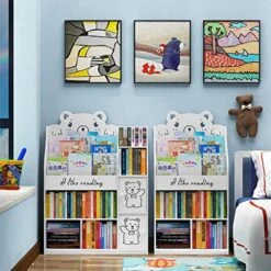 Aoparts White Kids Bookshelf, Book Racks And Cabinet, 4 Tiers Picture Album Display, 2 Book Display, 2 Toy Storage Organizer For Kids, Babies¡¯ Toddler Bookshelf -Safavieh Furniture 51N9jSAr9FL