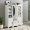 Crosley Furniture KF33009WH Tara 3-Piece Entryway Set With Hall Tree And 2 Linen Cabinets, Distressed White