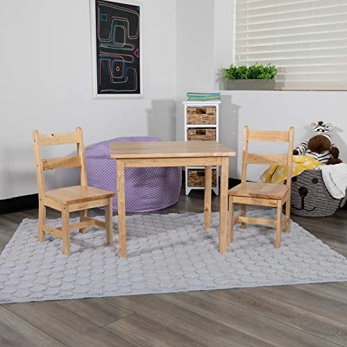 Flash Furniture Kyndl Kids Solid Hardwood Table And Chair Set For Playroom, Bedroom, Kitchen - 3 Piece Set - Natural 4 Flash Furniture Kyndl Kids Solid Hardwood Table And Chair Set For Playroom, Bedroom, Kitchen - 3 Piece Set - Natural - Image 4