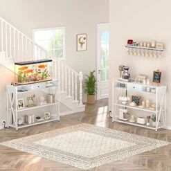 Armocity Console Table With Outlets, Entryway Table For Entry, 47 Inch Sofa Table With Drawers, Long Hallway Table, Industrial Behind Couch Table For Entryway, Sofa Couch, Entrance, Hallway, White -Safavieh Furniture 51NLvLX1buL