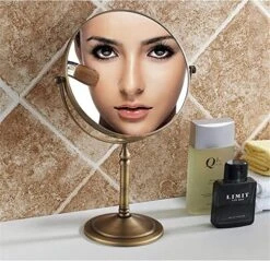 Leyden Antique Brass Makeup Mirror, 3X Magnifying Vanity Mirror Tabletop Double Side 7.8 Inch Bathroom Hardware Accessories -Safavieh Furniture 51NOkwd1nlL