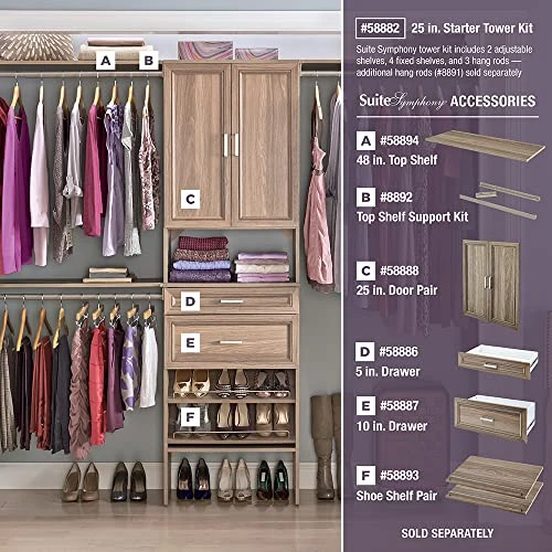 ClosetMaid SuiteSymphony Wood Drawer, Add On Accessory Shaker Style, For Storage, Closet, Clothes, X 10” Size For 25 In. Units, Natural Gray/Satin Nickel, 25" X 10" 4 ClosetMaid SuiteSymphony Wood Drawer, Add On Accessory Shaker Style, For Storage, Closet, Clothes, X 10” Size For 25 In. Units, Natural Gray/Satin Nickel, 25" X 10" - Image 4