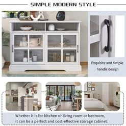 LUMISOL Kitchen Buffet Sideboard With 2 Glass Sliding Doors And Adjustable Shelves, Console Table Storage Cabinet For Dining Room Living Room, Antique White 10 LUMISOL Kitchen Buffet Sideboard With 2 Glass Sliding Doors And Adjustable Shelves, Console Table Storage Cabinet For Dining Room Living Room, Antique White -Safavieh Furniture 51NjFf5JuJL