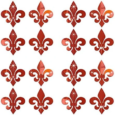 Funlife 16PCS Fleur De Lis Pattern Hollow Self Adhesive Wall Mirror Stickers, Non Glass Small Acrylic Mirror For Home Cabinet Wall Decor 3.94" X 3.94" Gold 13 Funlife 16PCS Fleur De Lis Pattern Hollow Self Adhesive Wall Mirror Stickers, Non Glass Small Acrylic Mirror For Home Cabinet Wall Decor 3.94" X 3.94" Gold - Image 13