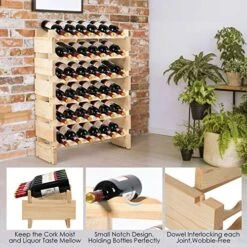 Giantex 36 Bottle Modular Wine Rack, 6 Tier Wine Display Shelves, Stackable Free Standing Wine Bottles Organizer For Bar, Cellar, Cabinet, Pantry, No Bolt Assembly, 25”LX11”WX33.5”H 7 Giantex 36 Bottle Modular Wine Rack, 6 Tier Wine Display Shelves, Stackable Free Standing Wine Bottles Organizer For Bar, Cellar, Cabinet, Pantry, No Bolt Assembly, 25”LX11”WX33.5”H -Safavieh Furniture 51NraeQLNxL