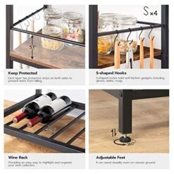 HOOBRO Kitchen Island With Storage, Kitchen Island Table With Power Outlet, 3 Tier Coffee Station And Microwave Stand, For Home, Kitchen And Dining Room, Rustic Brown BF021ZD01 11 HOOBRO Kitchen Island With Storage, Kitchen Island Table With Power Outlet, 3 Tier Coffee Station And Microwave Stand, For Home, Kitchen And Dining Room, Rustic Brown BF021ZD01 -Safavieh Furniture 51Ntw6bMCRL