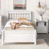 Aybihous3 Twin Bed With Headboard And Footboard For Kids, Teens, Adults,with A Nightstand,Wite (White)