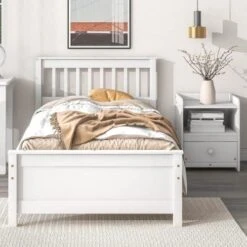 Aybihous3 Twin Bed With Headboard And Footboard For Kids, Teens, Adults,with A Nightstand,Wite (White) 13 Aybihous3 Twin Bed With Headboard And Footboard For Kids, Teens, Adults,with A Nightstand,Wite (White) -Safavieh Furniture 51Nxz1IKCWL. AC