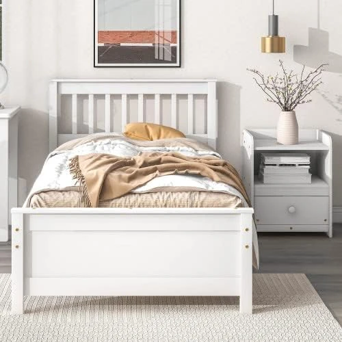 Aybihous3 Twin Bed With Headboard And Footboard For Kids, Teens, Adults,with A Nightstand,Wite (White) 7 Aybihous3 Twin Bed With Headboard And Footboard For Kids, Teens, Adults,with A Nightstand,Wite (White) - Image 7