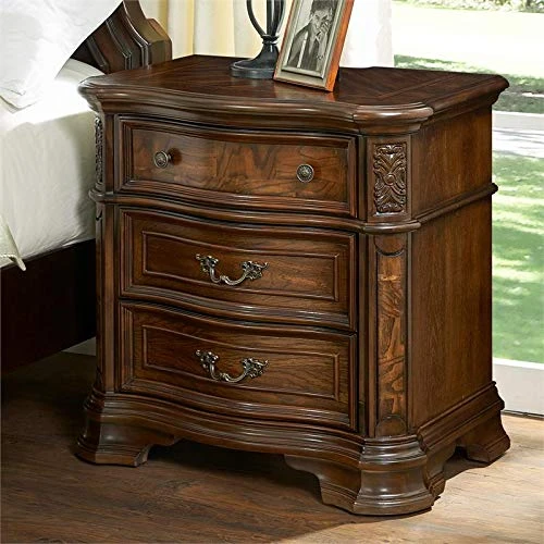 BOWERY HILL Brown Cherry 3-Drawer Nightstand 2 BOWERY HILL Brown Cherry 3-Drawer Nightstand - Image 2
