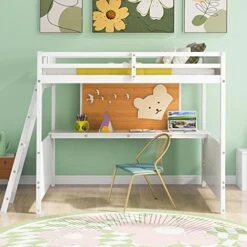 CITYLIGHT Twin Loft Bed With Stairs And Desk, Wooden Loft Bed Twin With Storage Shelves And Blackboard,Multi-Function Twin Size Loft Bed Frame For Kids Teens, White 29 CITYLIGHT Twin Loft Bed With Stairs And Desk, Wooden Loft Bed Twin With Storage Shelves And Blackboard,Multi-Function Twin Size Loft Bed Frame For Kids Teens, White -Safavieh Furniture 51O67GyFH0L. AC