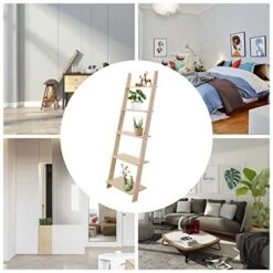 Gdrasuya10 Solid Wood Ladder Shelf, 5-Tier Multifunctional Modern Plant Flower Book Display Shelf, Free Standing Storage Rack For Office Living Room Bathroom Kitchen, 20kg Load Per Layer -Safavieh Furniture 51O9srZPB5L