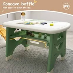 Benarita Kids Drawing Table And Chair Set With Watercolor Pen And Blackboard Eraser Activity Table With Storage Shelf Toddler Furniture Set For Drawing Reading Indoor Gift For Boys Girls Green -Safavieh Furniture 51OBZloO2VL