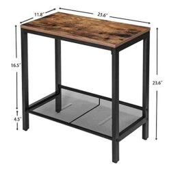 HOOBRO Side Tables, Set Of 2 Narrow Nightstands, Industrial End Table With Flat Or Slant Adjustable Mesh Shelf For Small Spaces, Stable Metal Frame And Easy Assembly, Rustic Brown And Black BF24BZ01 -Safavieh Furniture 51OOg7q0svL