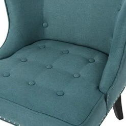 GDFStudio Aria | Occasional Chair | Wing Back | Nail Head Accents | Button Tufted | Corded | Fabric In Dark Teal -Safavieh Furniture 51OOvEOMEKL