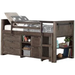 DONCO Twin BARN DORR MODUALR Combo A LOW LOFT, Brushed Shadow